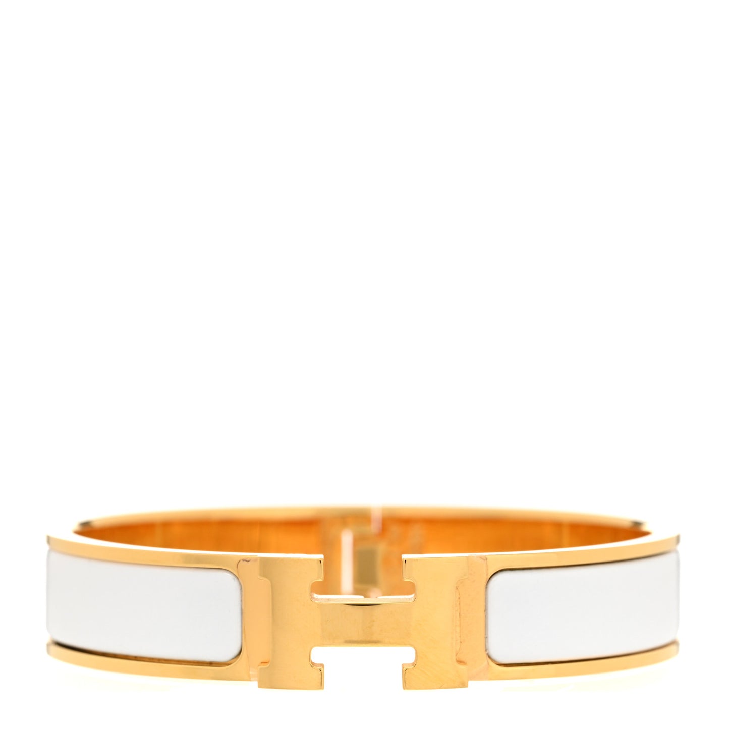 Enamel Narrow Clic Clac H Bracelet PM White
