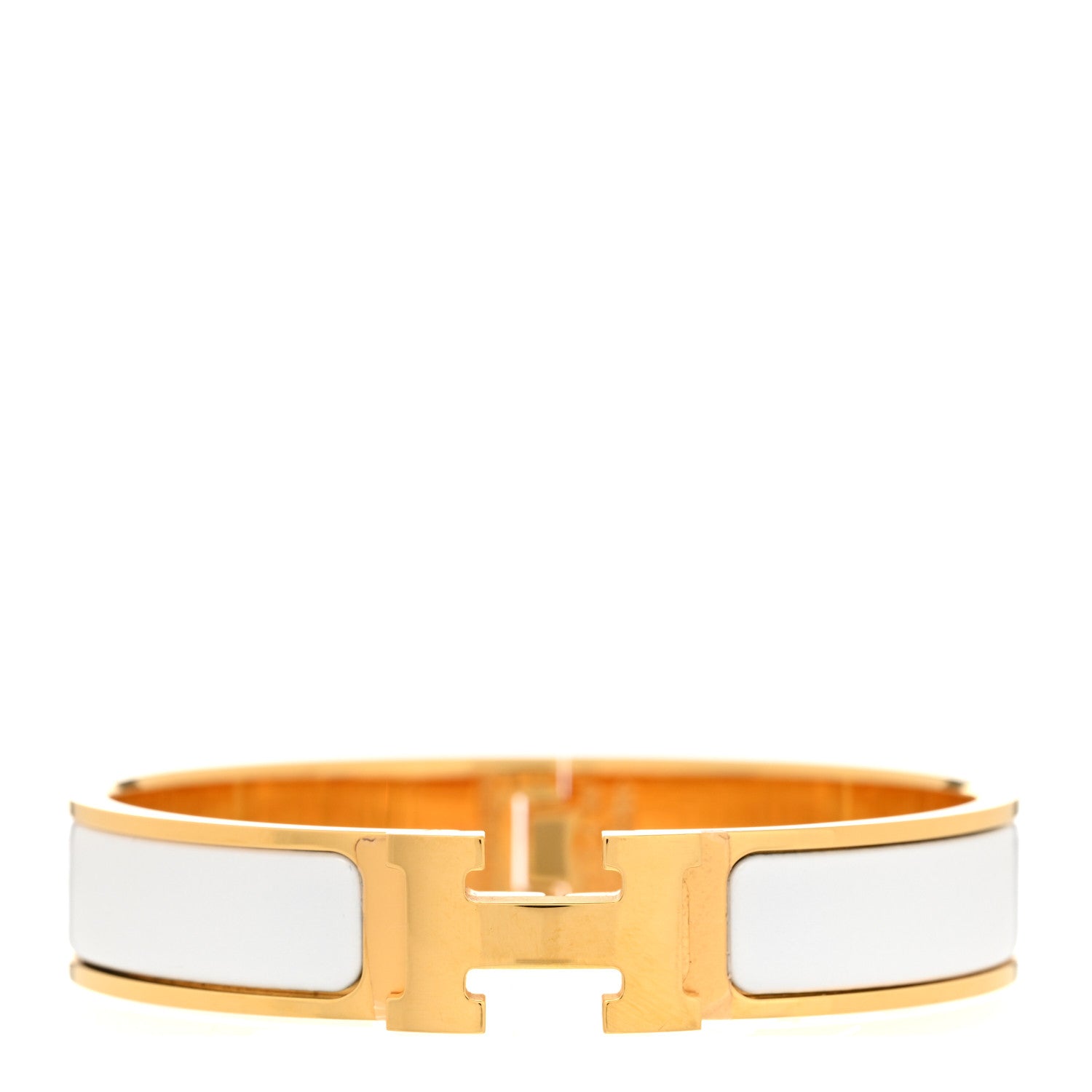 Hermes Enamel Narrow Clic Clac H Bracelet PM White 1 of 5