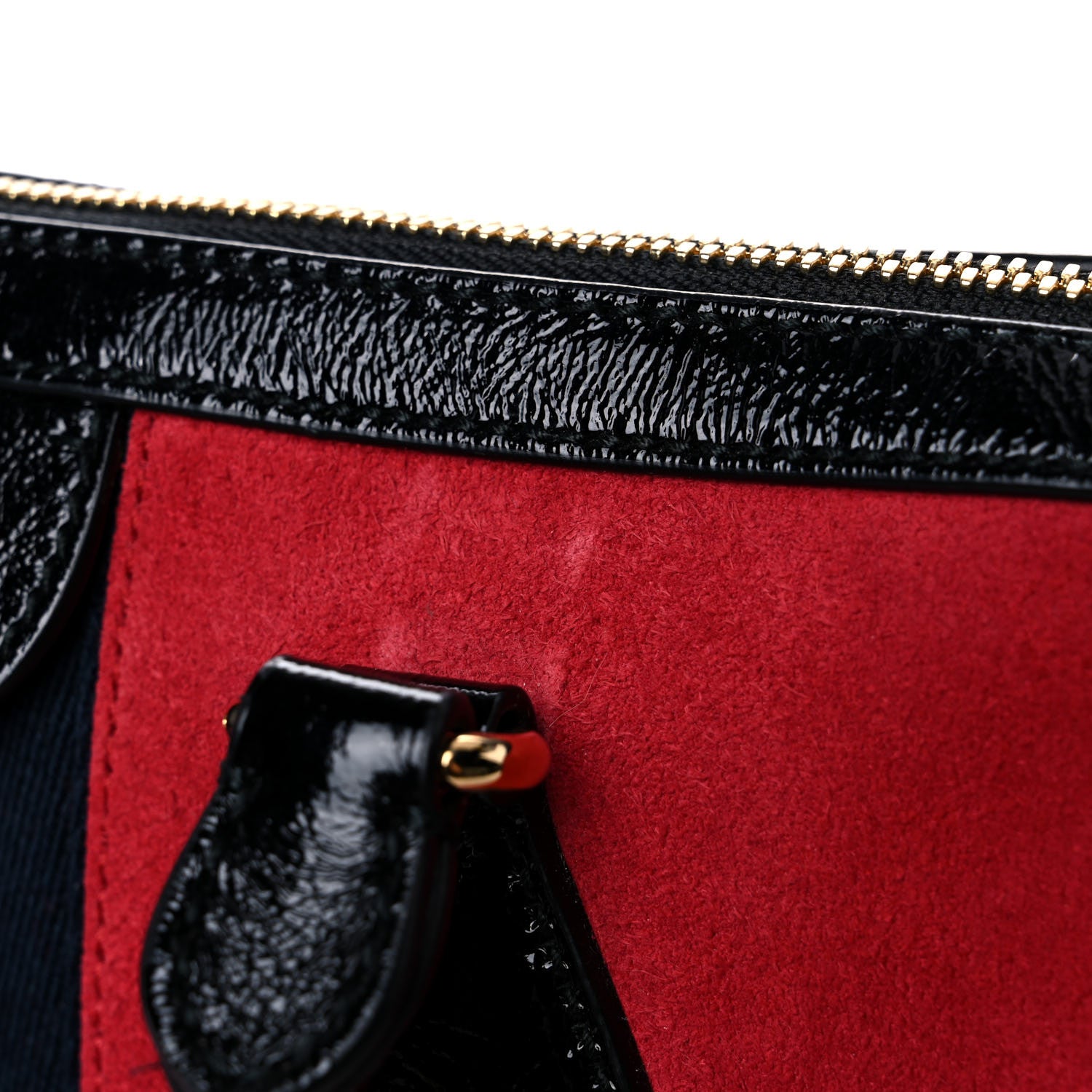 Gucci Suede Patent Web Medium Ophidia Boston Hibiscus Red Black 11 of 16