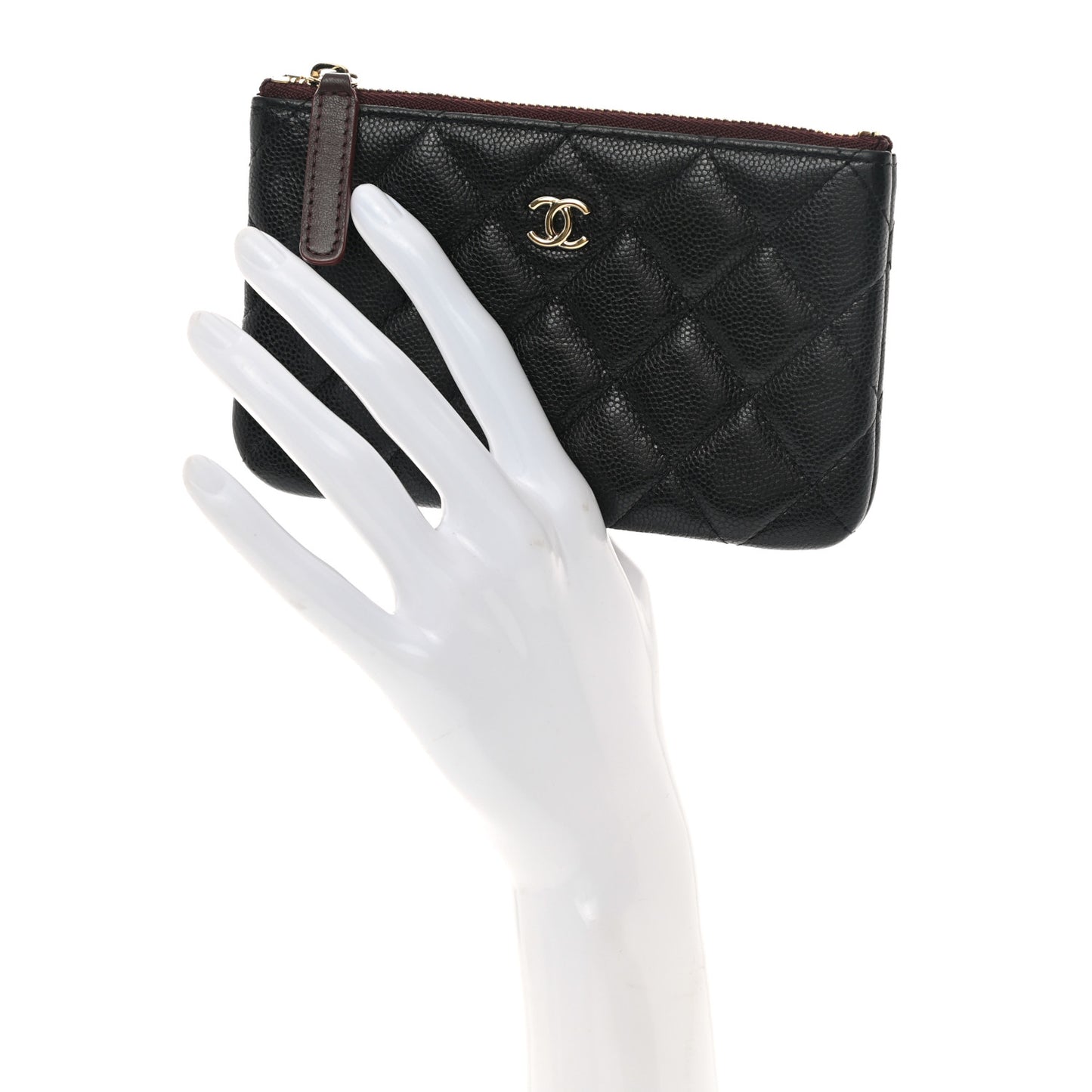 Caviar Quilted Small Cosmetic Case Black