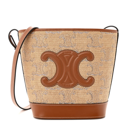 Celine Canvas Calfskin Triomphe Small Bucket Bag Natural Tan 1 of 11