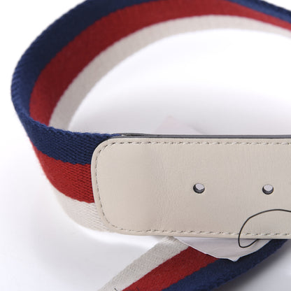 Gucci Nylon Calfskin Sylvie Web Double G 40mm Belt 80 32 Mystic White Hibiscus Red Maritime 7 of 8