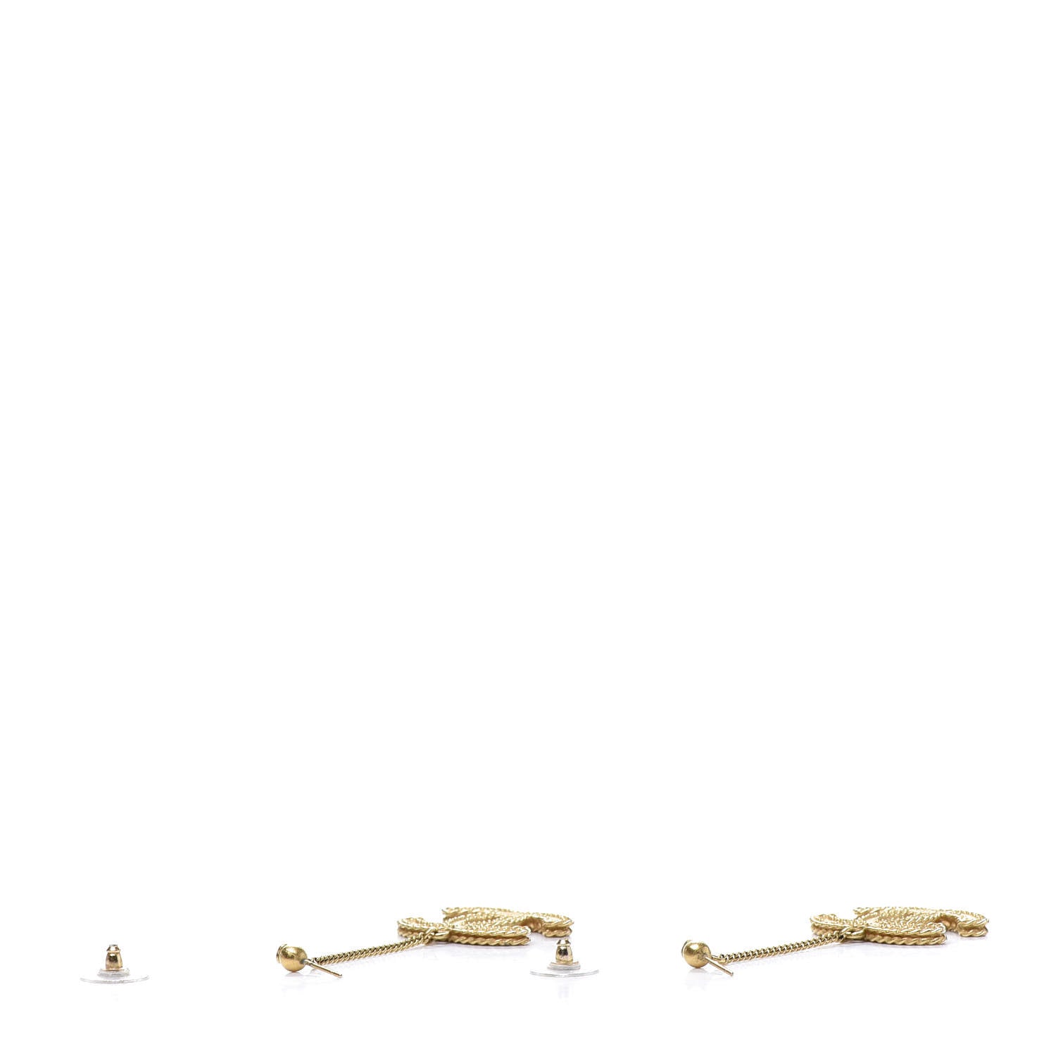 Chanel CC Drop Earrings Matte Gold 4 of 5