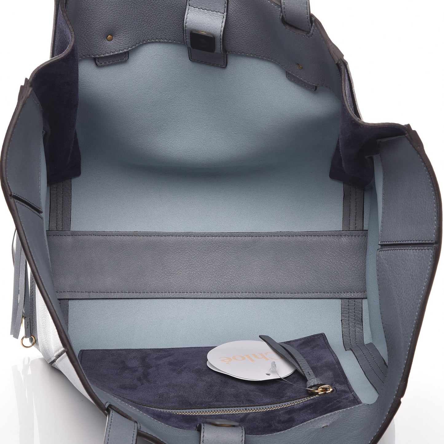 Smooth Calfskin Medium Milo Shopping Tote Cloudy Blue