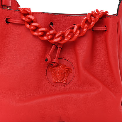 Versace Grained Calfskin La Medusa Bucket Bag Red 8 of 15