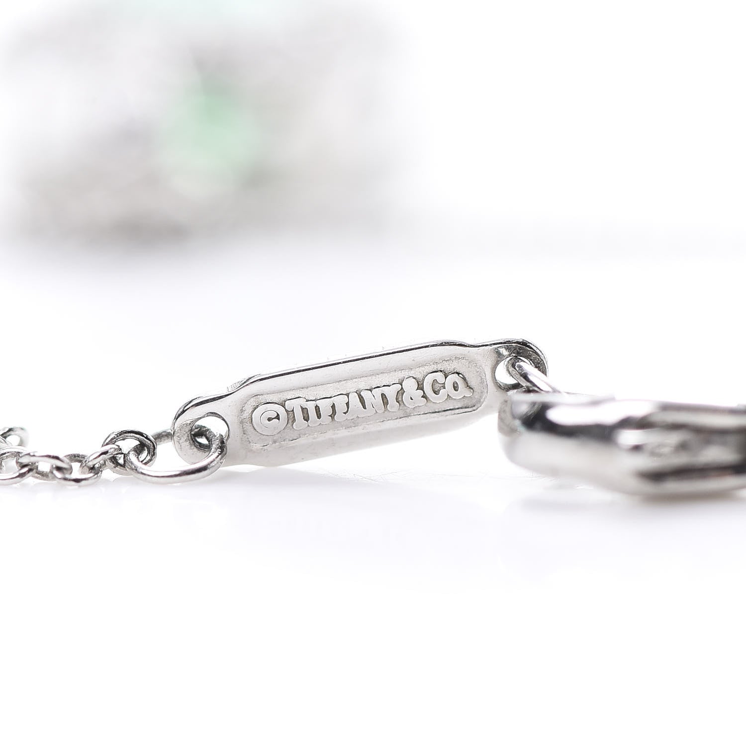 Tiffany Platinum Diamond Green Tourmaline Legacy Pendant Necklace 5 of 8