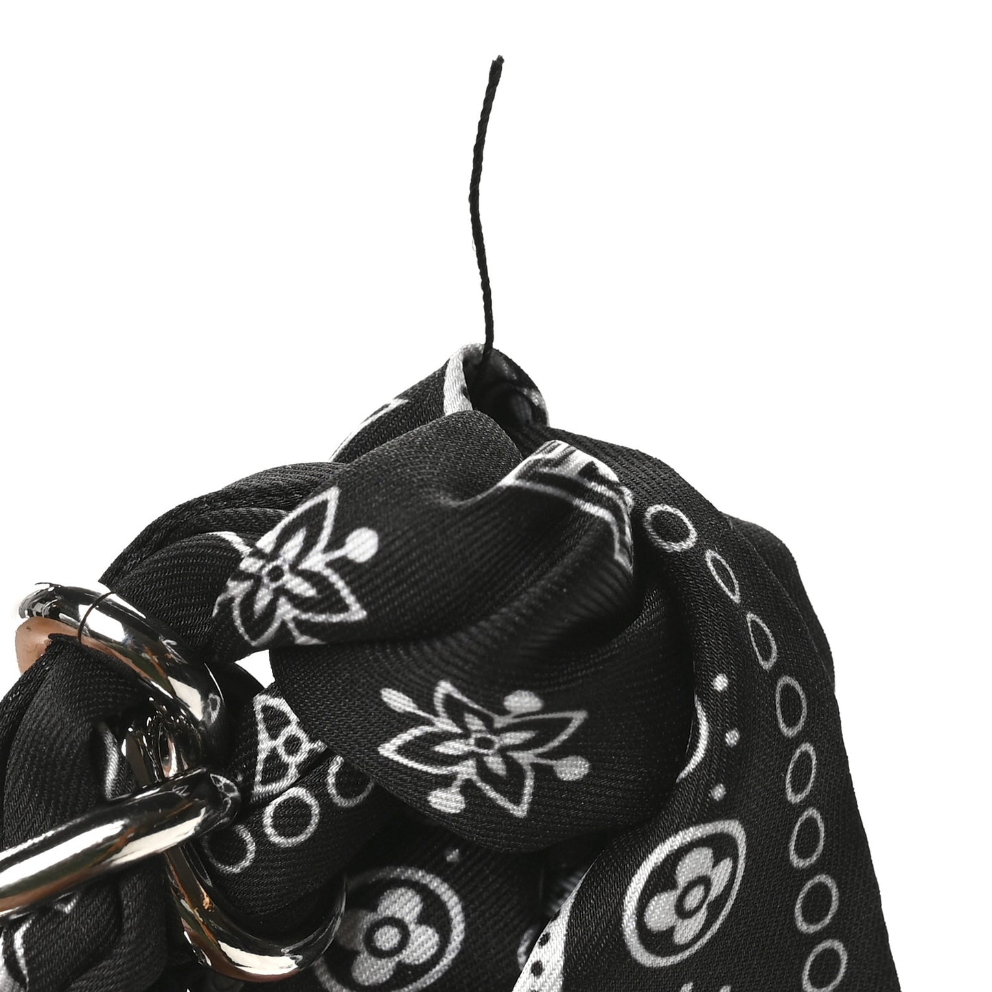 Monogram LV Bandana Bag Charm Black