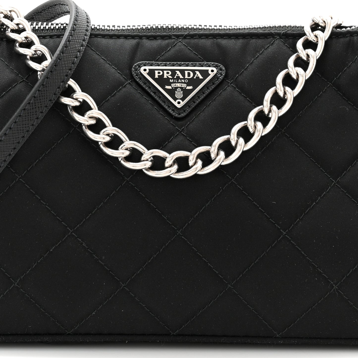 Nylon Tessuto Impuntu Quilted Crossbody Bag Black