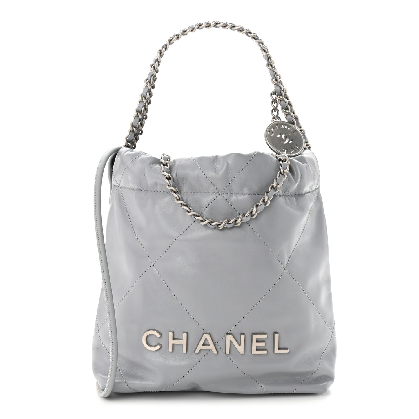 Shiny Calfskin Quilted Mini Chanel 22 Grey