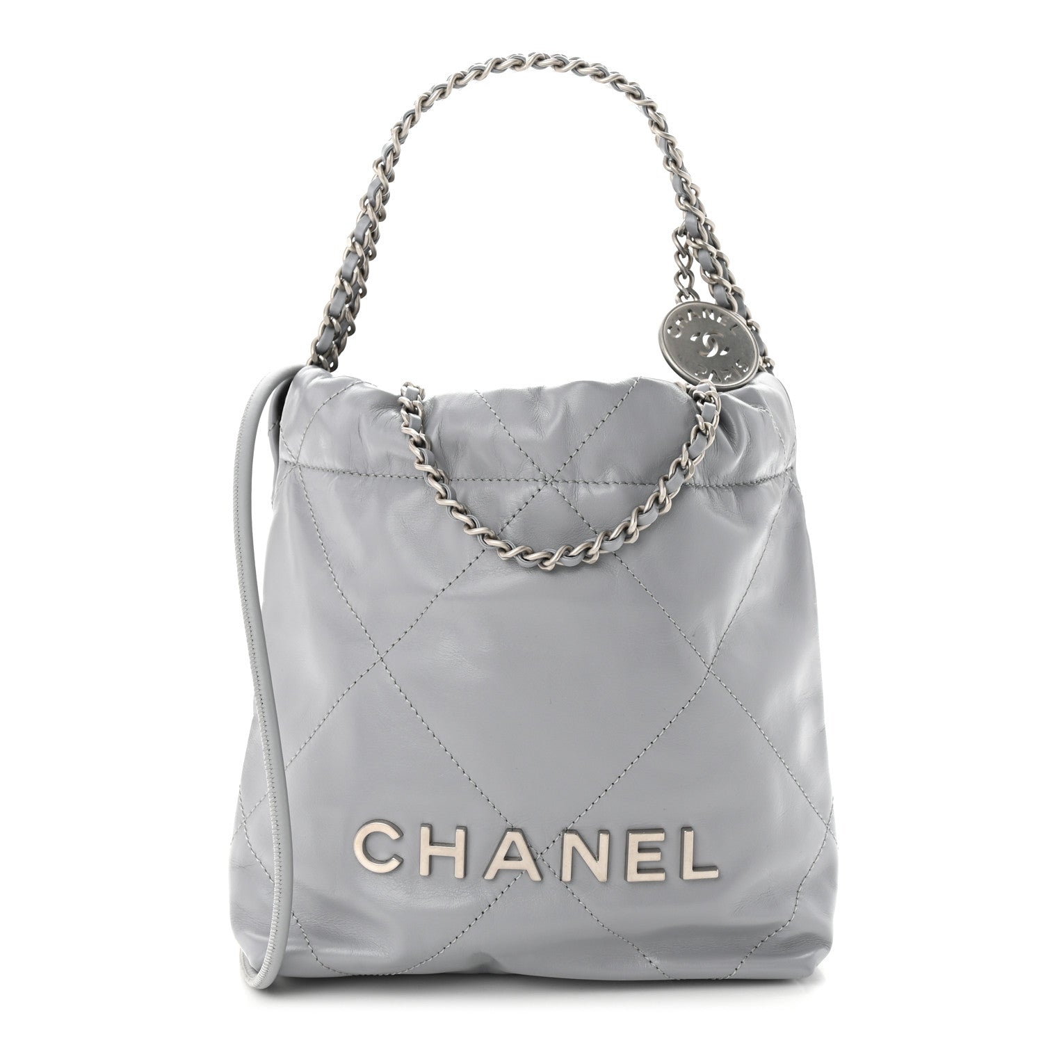 Chanel Shiny Calfskin Quilted Mini Chanel 22 Grey 1 of 10