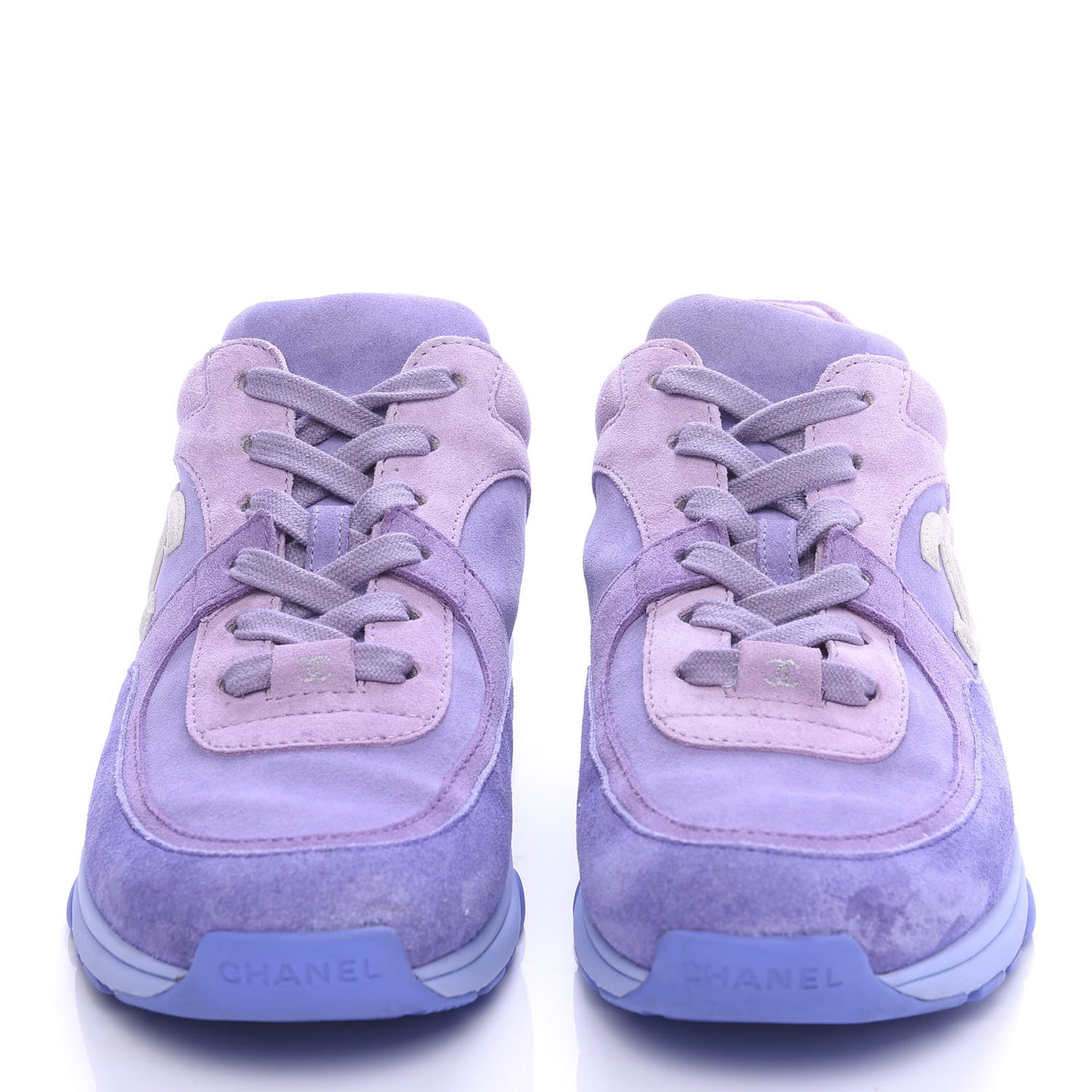 Nylon Lambskin Suede Calfskin CC Sneakers 38 Purple
