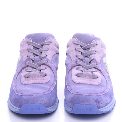 Chanel Nylon Lambskin Suede Calfskin CC Sneakers 38 Purple 2 of 9