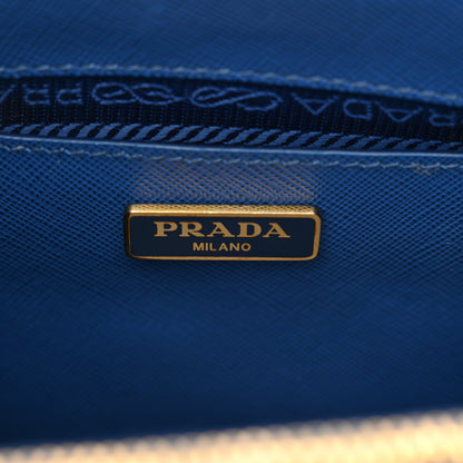 Prada Saffiano Lux Micro Galleria Double Zip Tote Azzurro 6 of 14