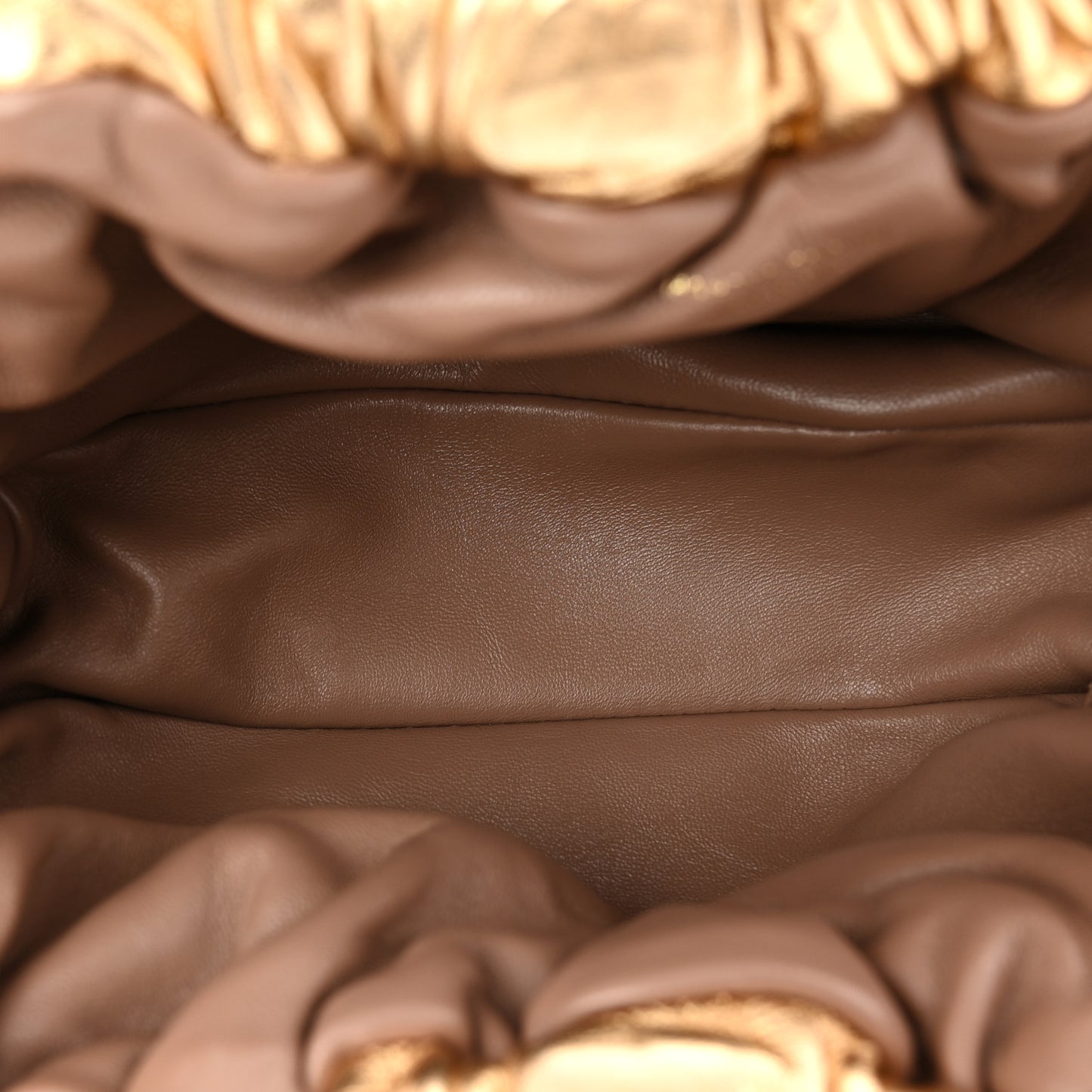 Metallic Lambskin Mini Cloud Clutch Gold