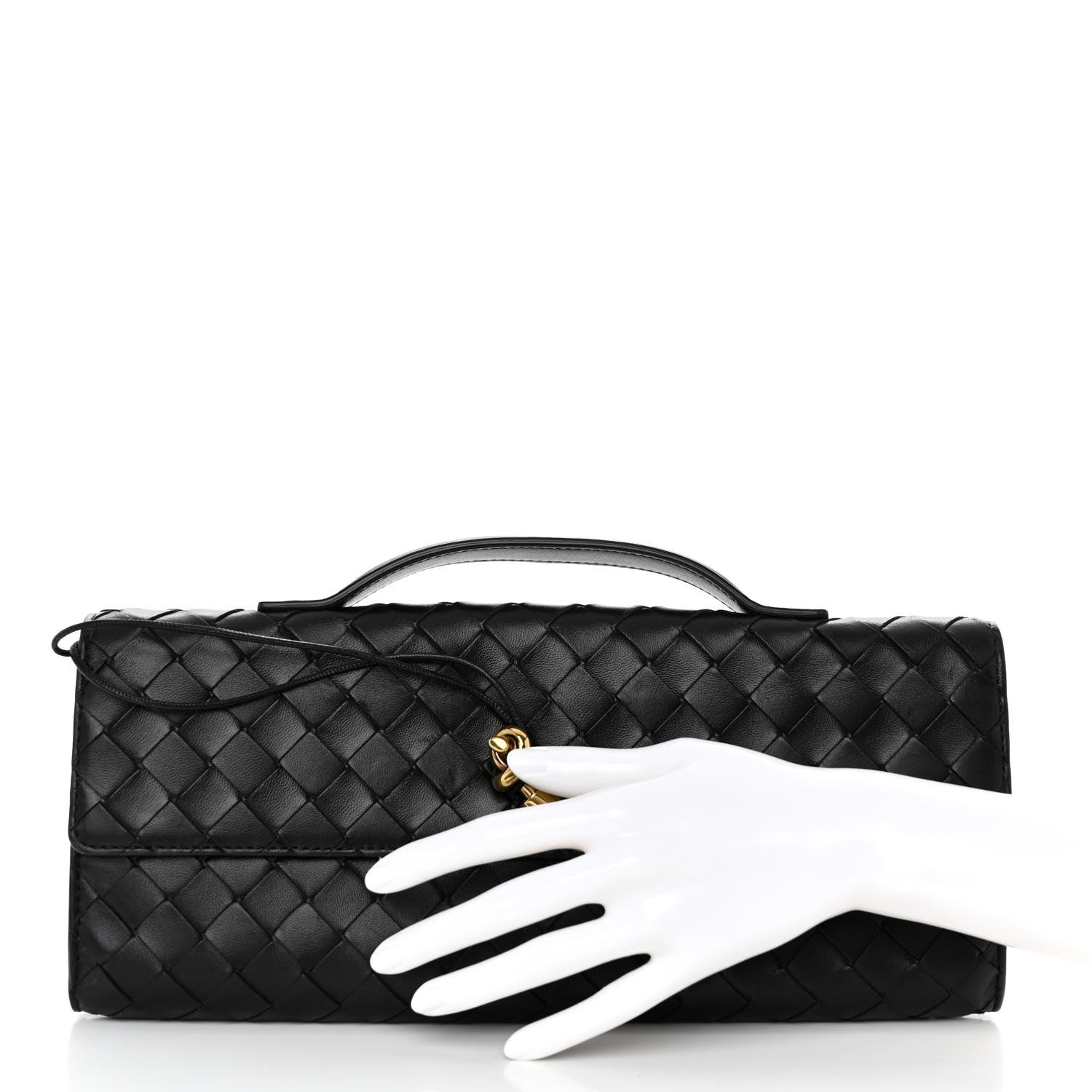 Bottega Veneta Nappa Intrecciato Long Andiamo Top Handle Clutch Black 3 of 10