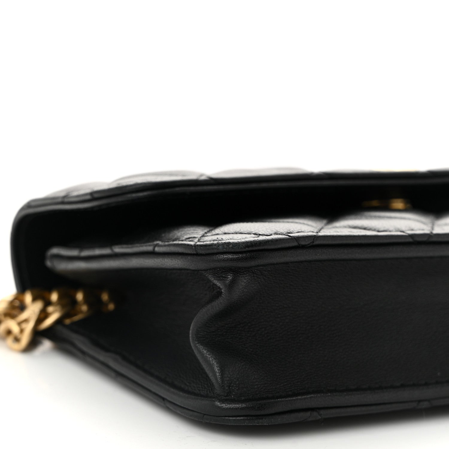Chanel Lambskin Quilted Sweet Camellia Flap Phone Holder With Chain Black 10 of 12