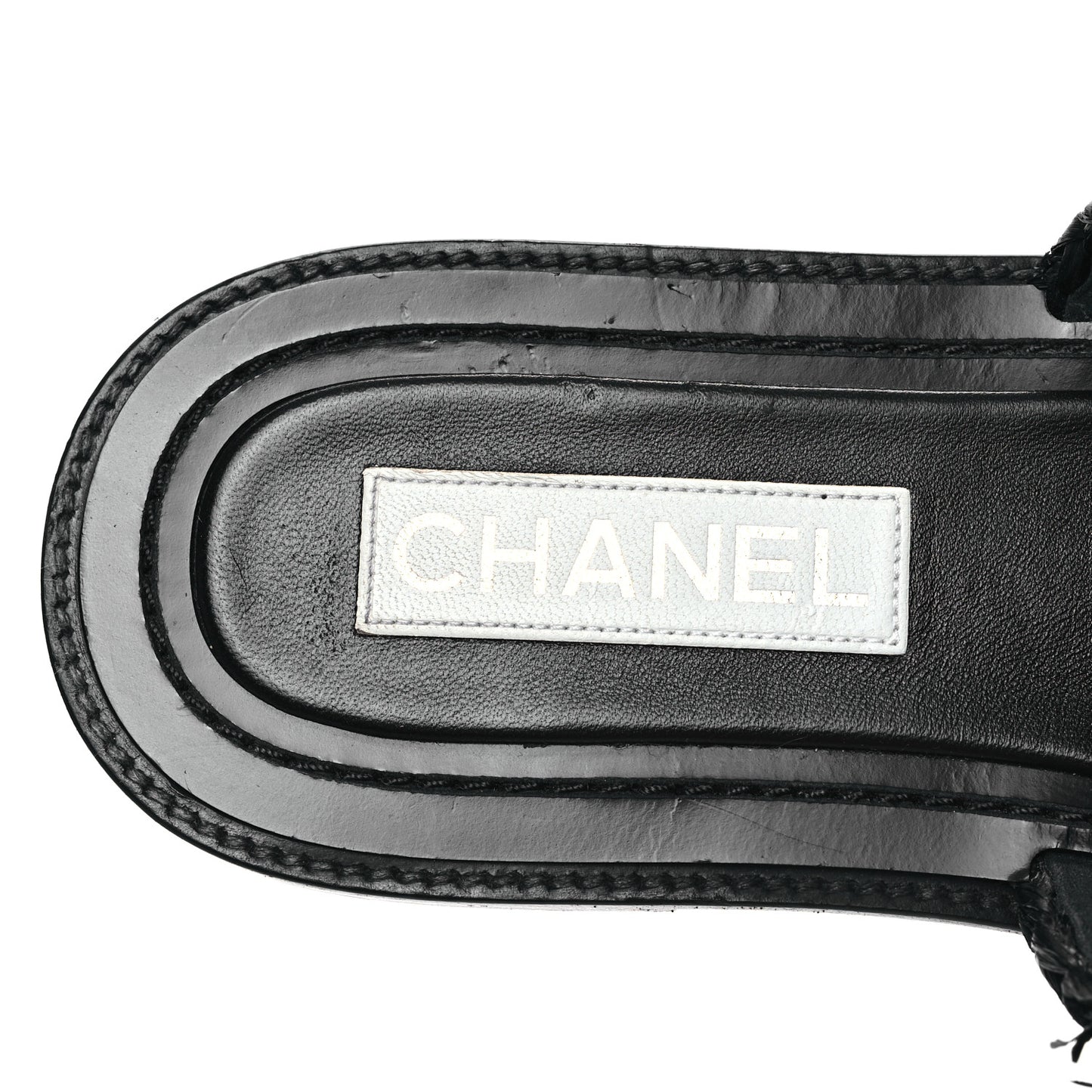 Raffia Crystal CC Mules Sandals 39 Black