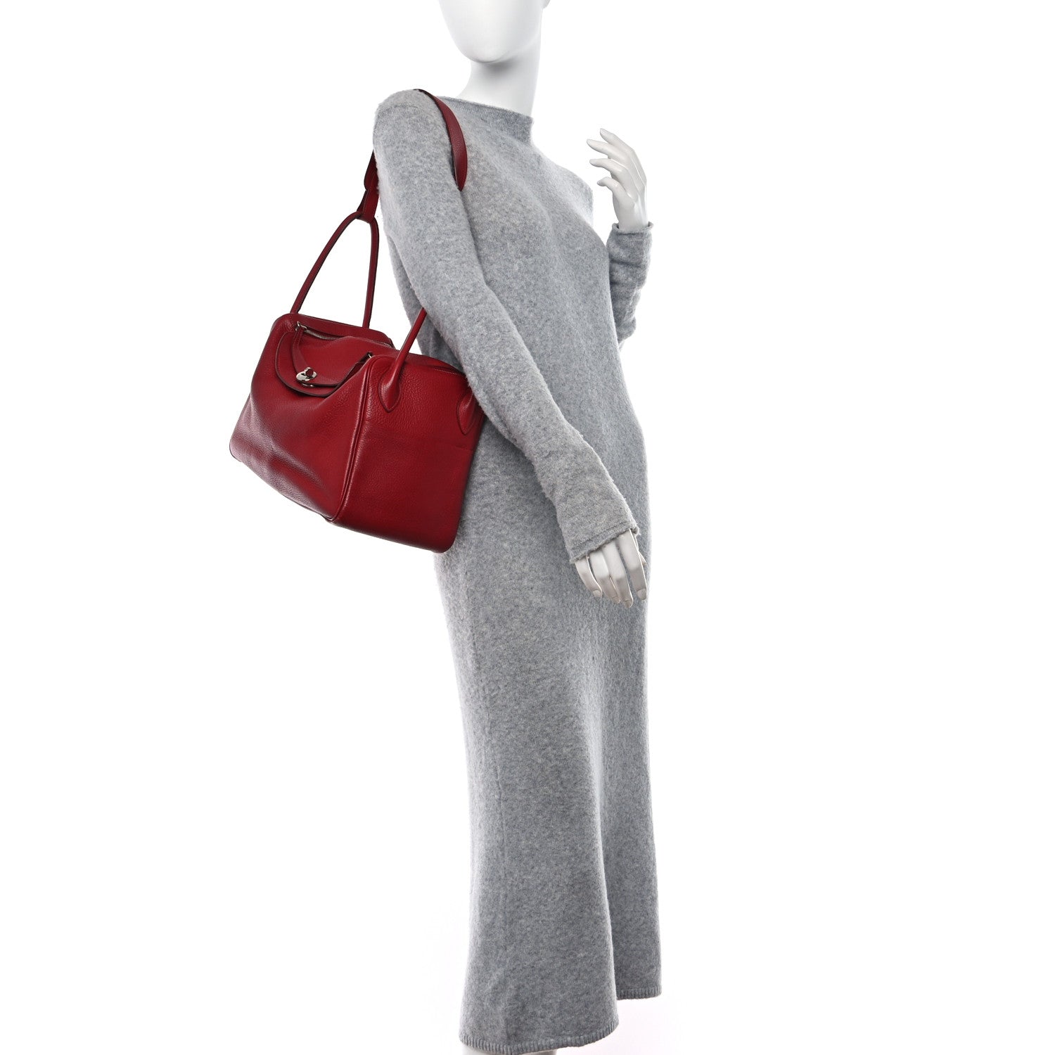 Hermes Taurillon Clemence Lindy 34 Rouge Garance 2 of 15