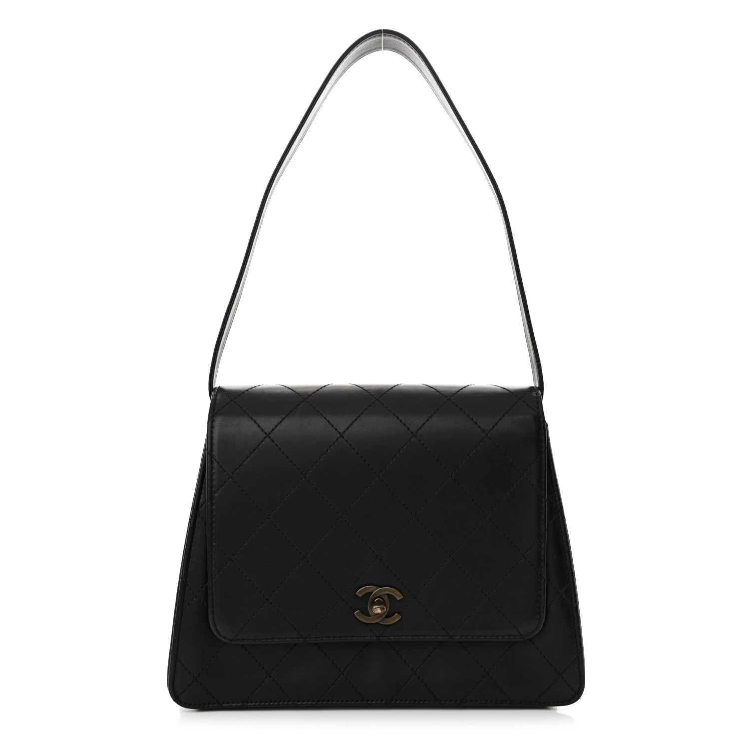 Chanel Lambskin Stitched Shoulder Flap Bag Black 1 of 18