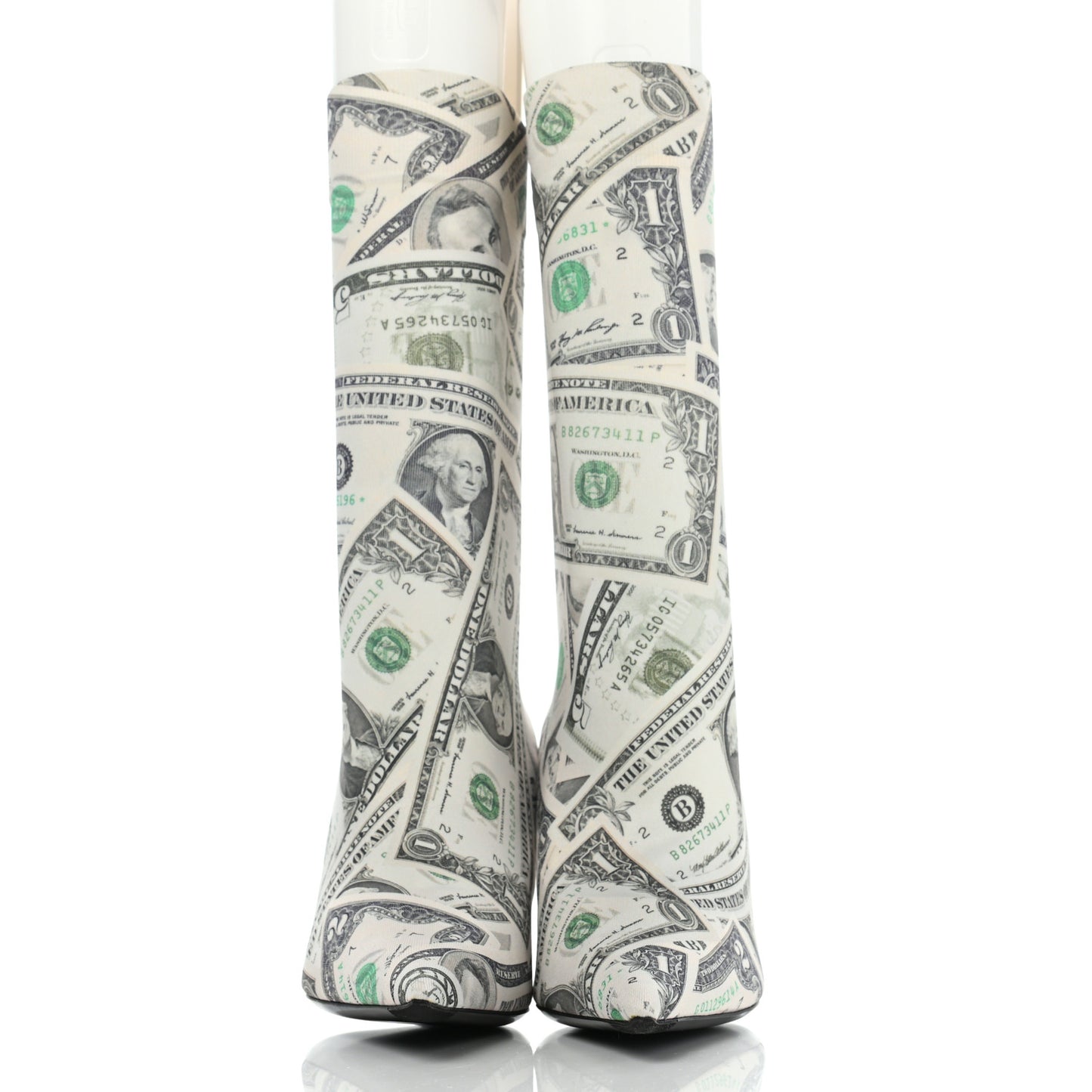 Spandex Dollars Print Extreme Pointed Toe Knife Ankle Boots 36 Vert