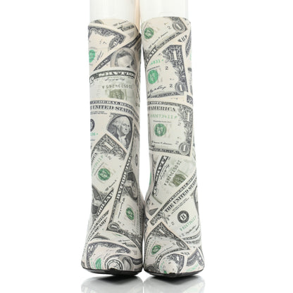 Balenciaga Spandex Dollars Print Extreme Pointed Toe Knife Ankle Boots 36 Vert 2 of 7
