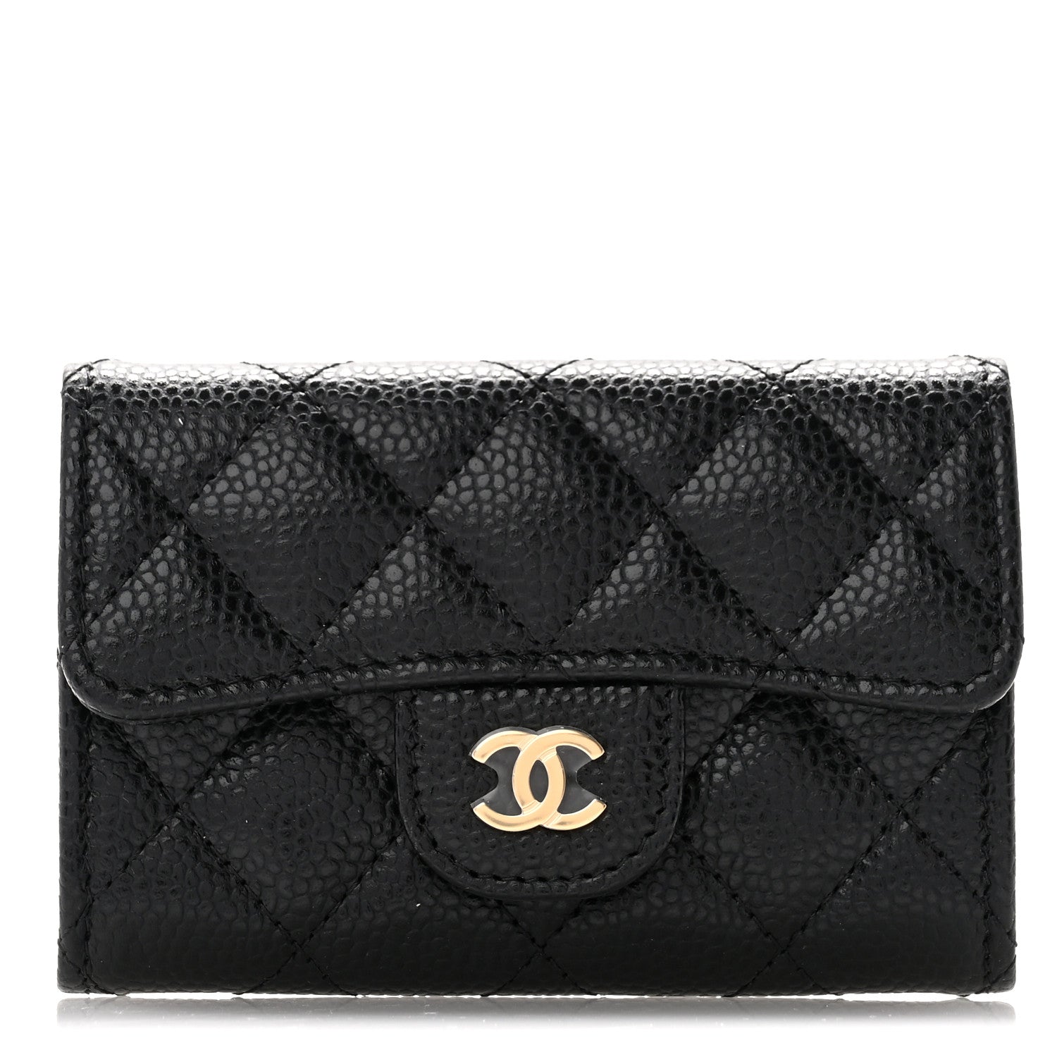 Chanel Caviar Quilted Flap Card Holder Wallet Black 1 of 9