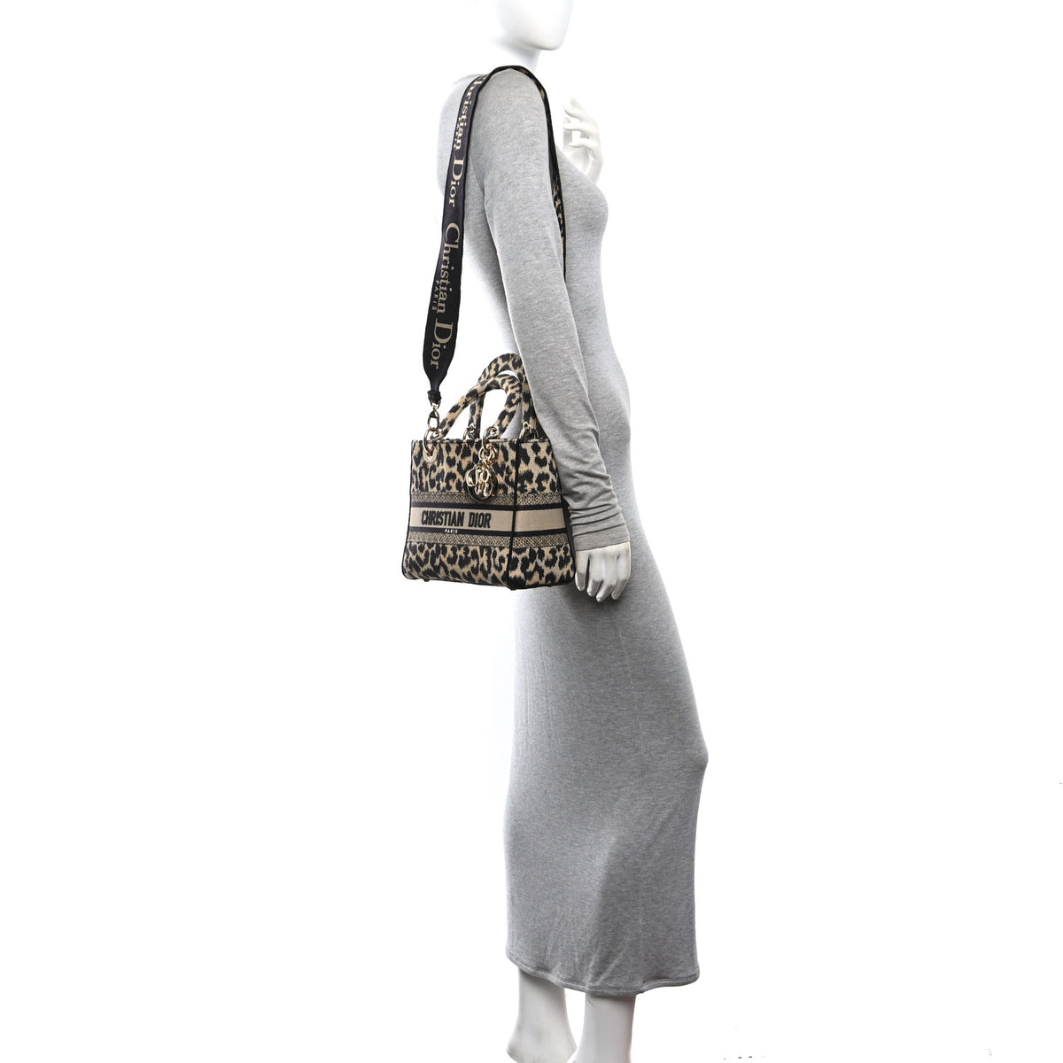 Christian Dior Canvas Medium Mizza Embroidered Lady D-Lite Beige Multicolor 2 of 10