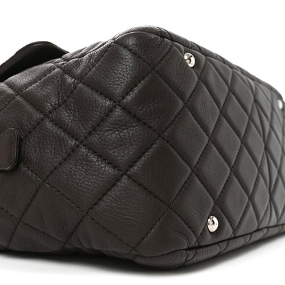 Chanel Lambskin Quilted Travel Flap Tote Dark Brown 9 of 10