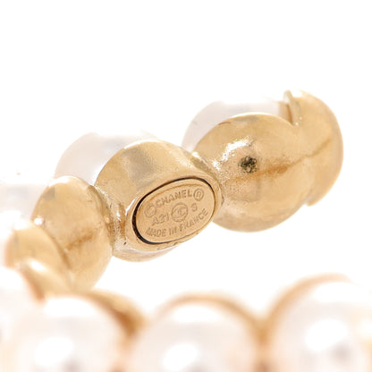 Chanel Crystal Pearl CC No 5 Hoop Drop Earring Gold 4 of 5
