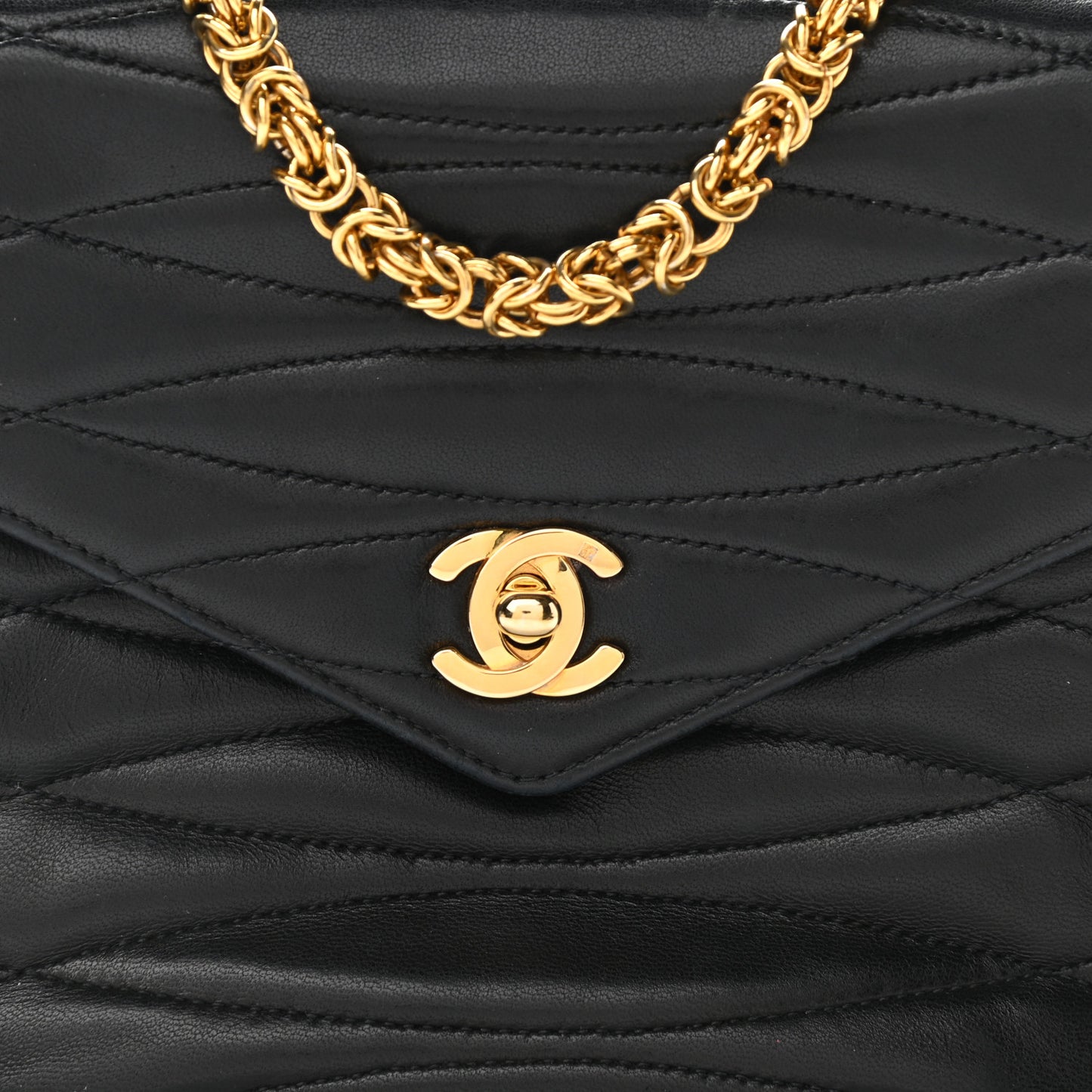 Lambskin Quilted Small Single Flap Black