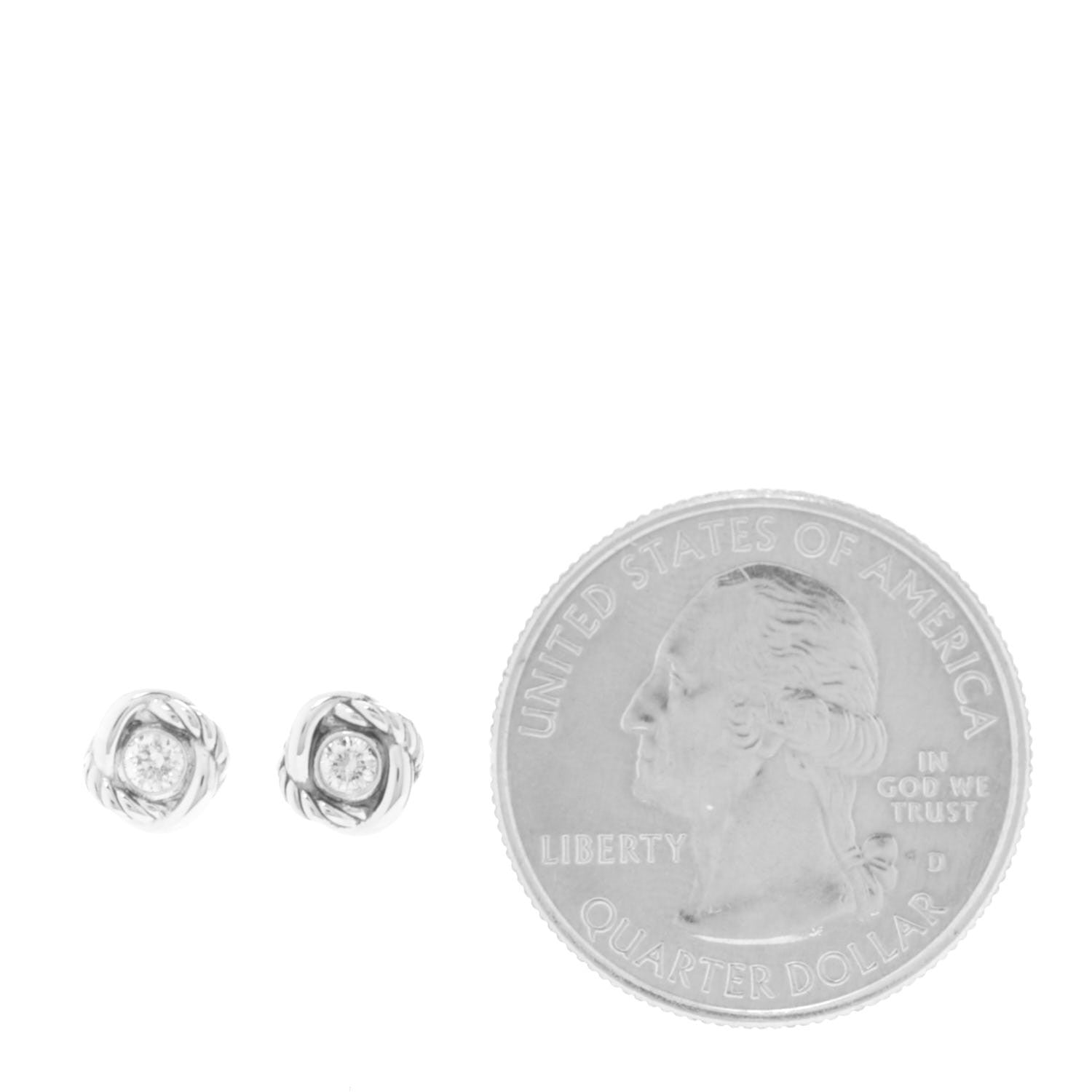 David Yurman Sterling Silver Diamond 7mm Infinity Stud Earrings 2 of 6