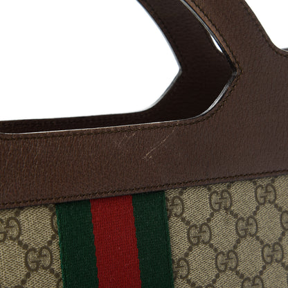 Gucci GG Supreme Monogram Textured Calfskin Web Medium Ophidia Slip Handle Tote Beige Ebony New Acero 12 of 12
