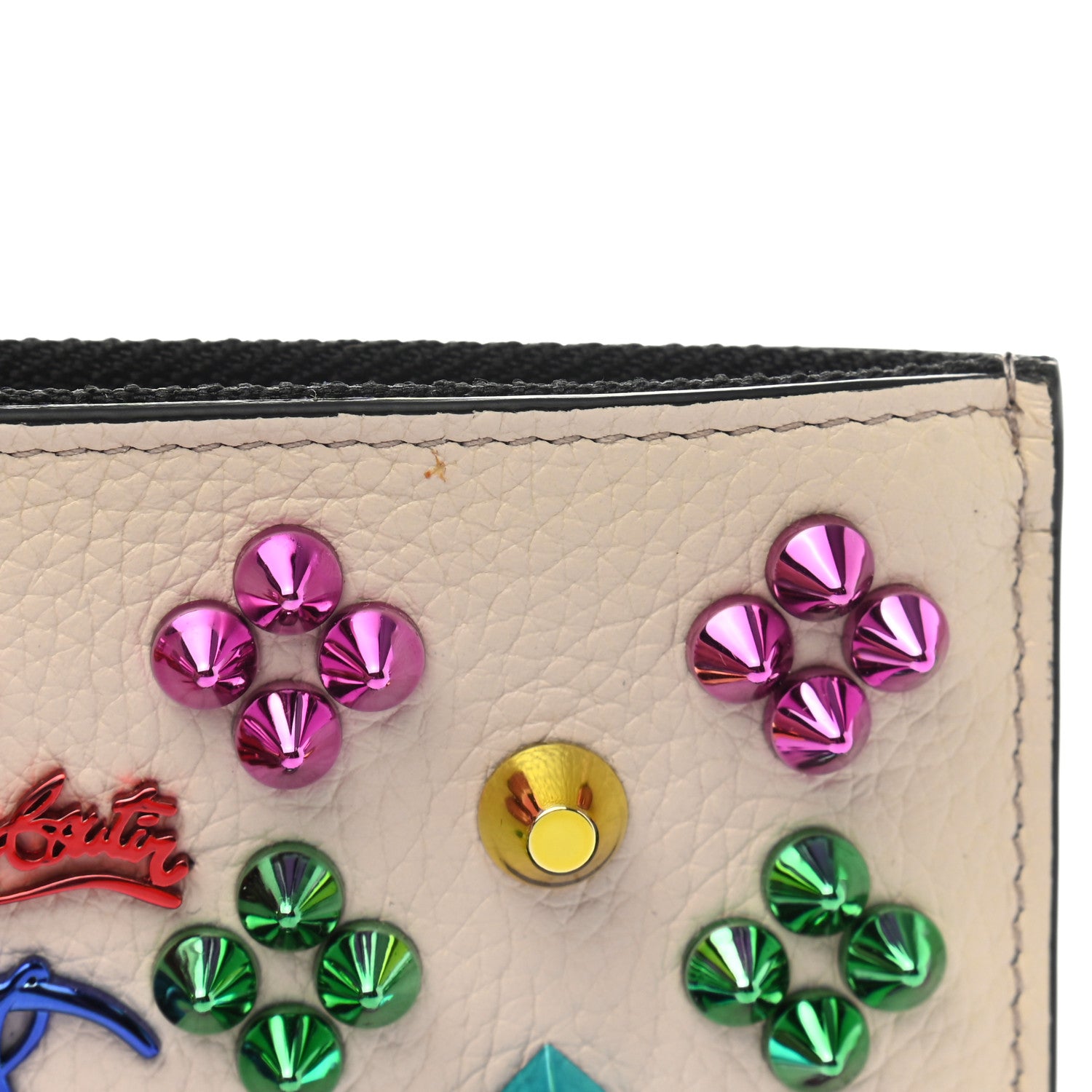 Christian Louboutin Calfskin Panettone Studded Zip Card Holder Ballerina Multicolor 9 of 9