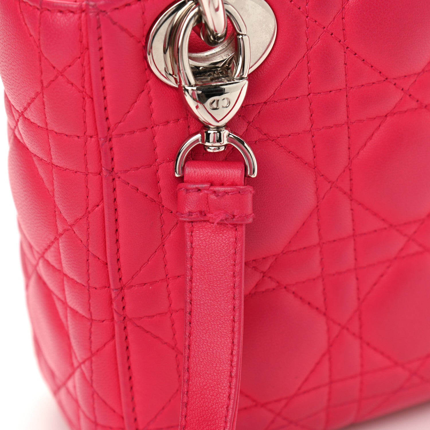 Christian Dior Lambskin Cannage Mini Lady Dior Fuchsia 10 of 12