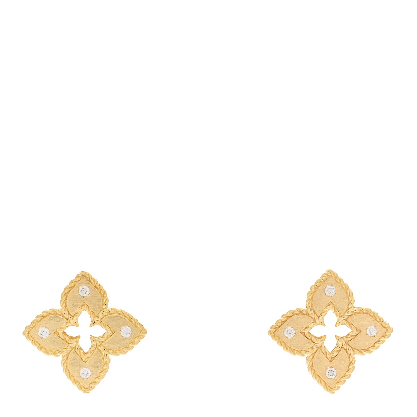 ROBERTO COIN 18K Yellow Gold Diamond Petite Venetian Princess Open Flower Stud Earrings