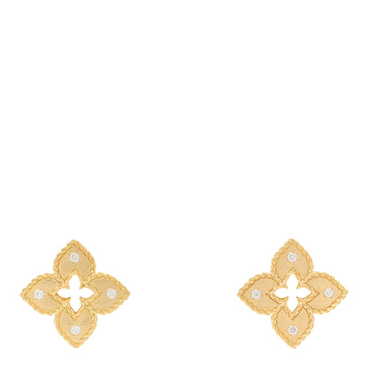 Roberto Coin ROBERTO COIN 18K Yellow Gold Diamond Petite Venetian Princess Open Flower Stud Earrings 1 of 6