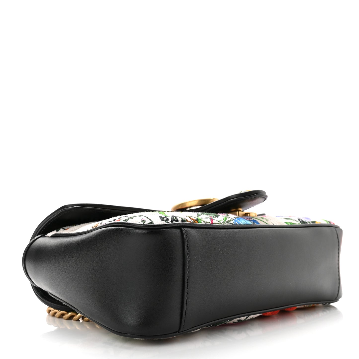 X BALENCIAGA Canvas Flora Logo Print Diagonal Matelasse Small GG Marmont Shoulder Bag White