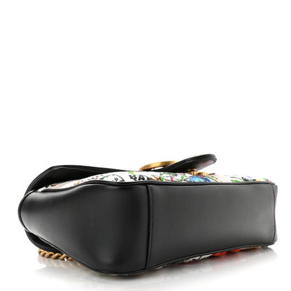 Gucci X BALENCIAGA Canvas Flora Logo Print Diagonal Matelasse Small GG Marmont Shoulder Bag White 4 of 10