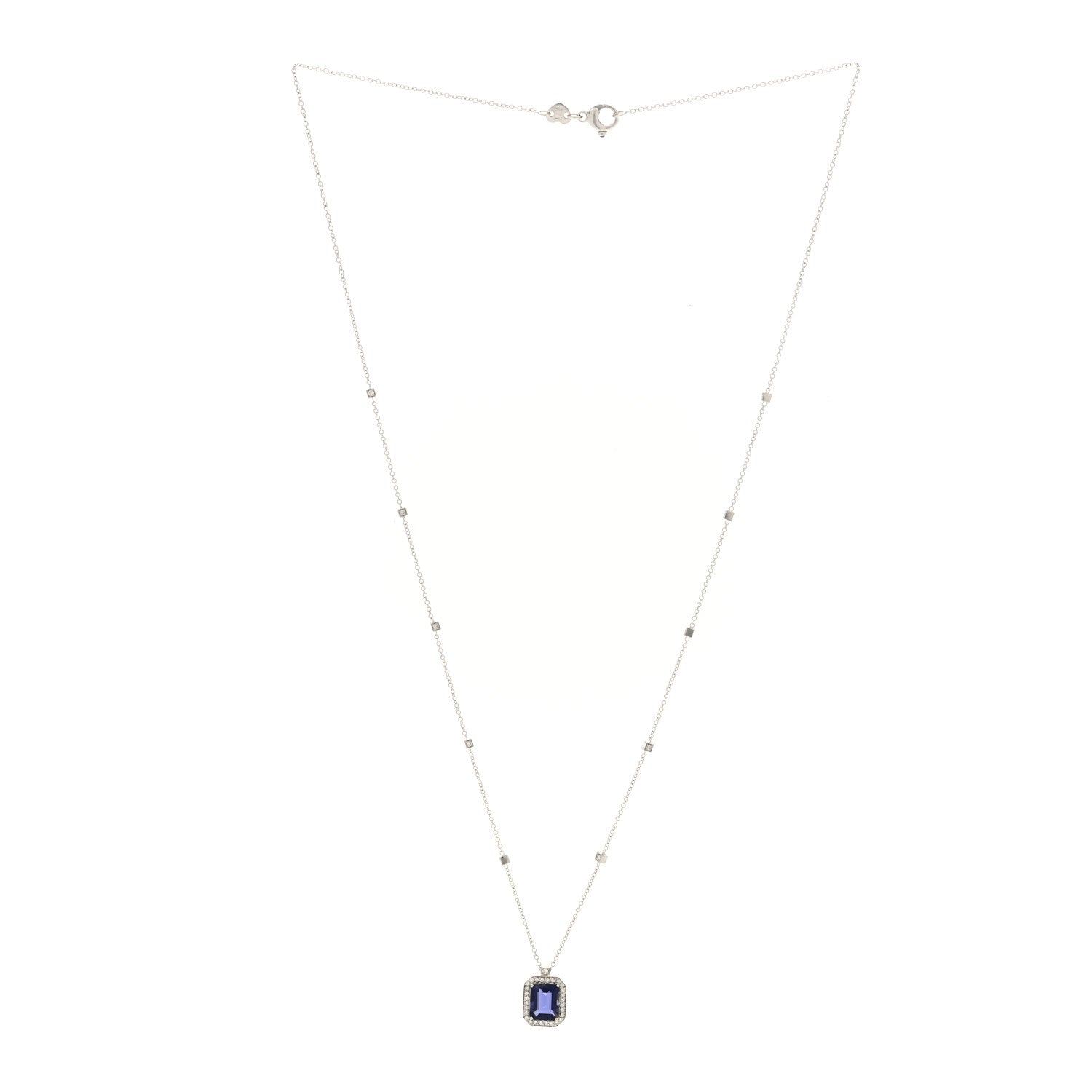 Pasquale Bruni 18K White Gold Diamond Iolite Pendant Necklace 3 of 4