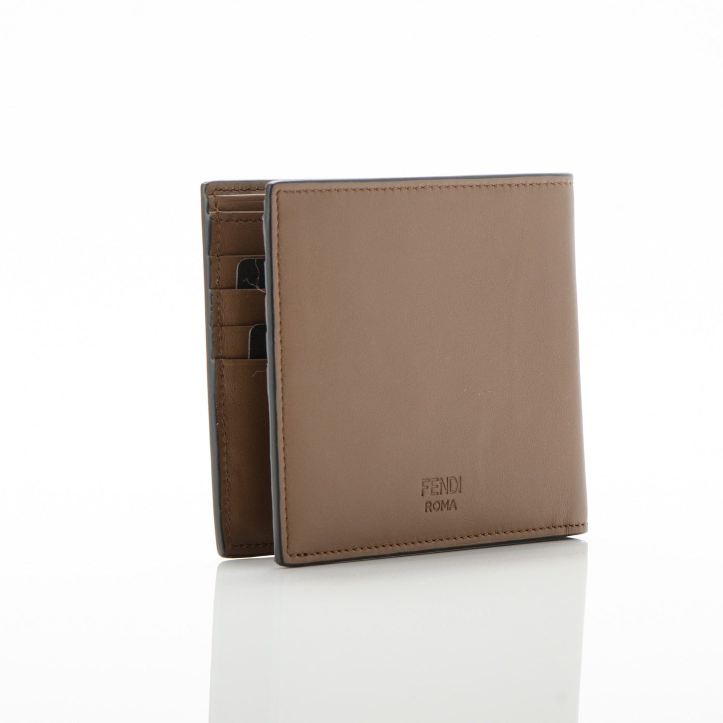 Vitello Elite Striped Eye Monster Bi-Fold Wallet Moka