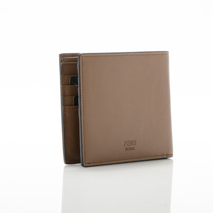Fendi Vitello Elite Striped Eye Monster Bi-Fold Wallet Moka 3 of 7