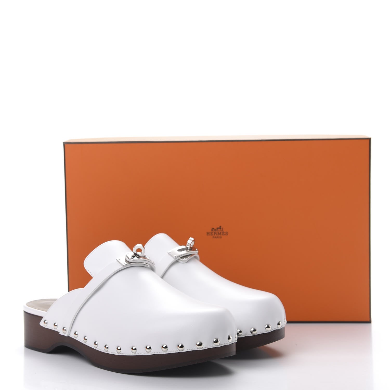 Hermes Calfskin Carlotta Mules 40 White 8 of 8