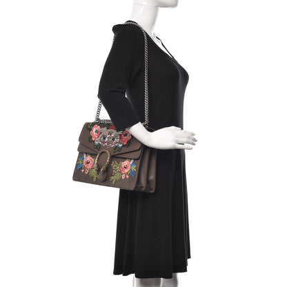 Gucci Calfskin Web Owl Embroidered Medium Dionysus Shoulder Bag New Acero Multicolor 3 of 13
