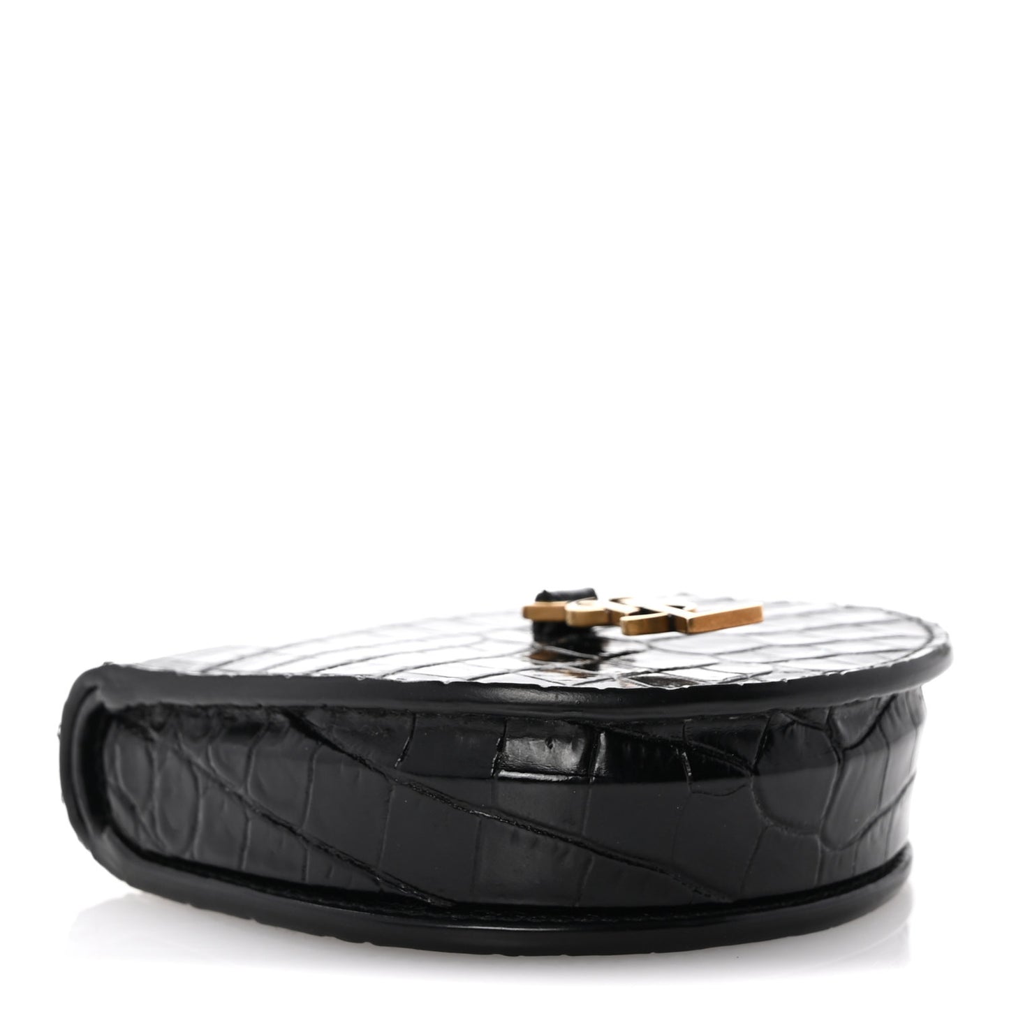 Patent Crocodile Embossed Monogram Baby Kaia Crossbody Bag Black