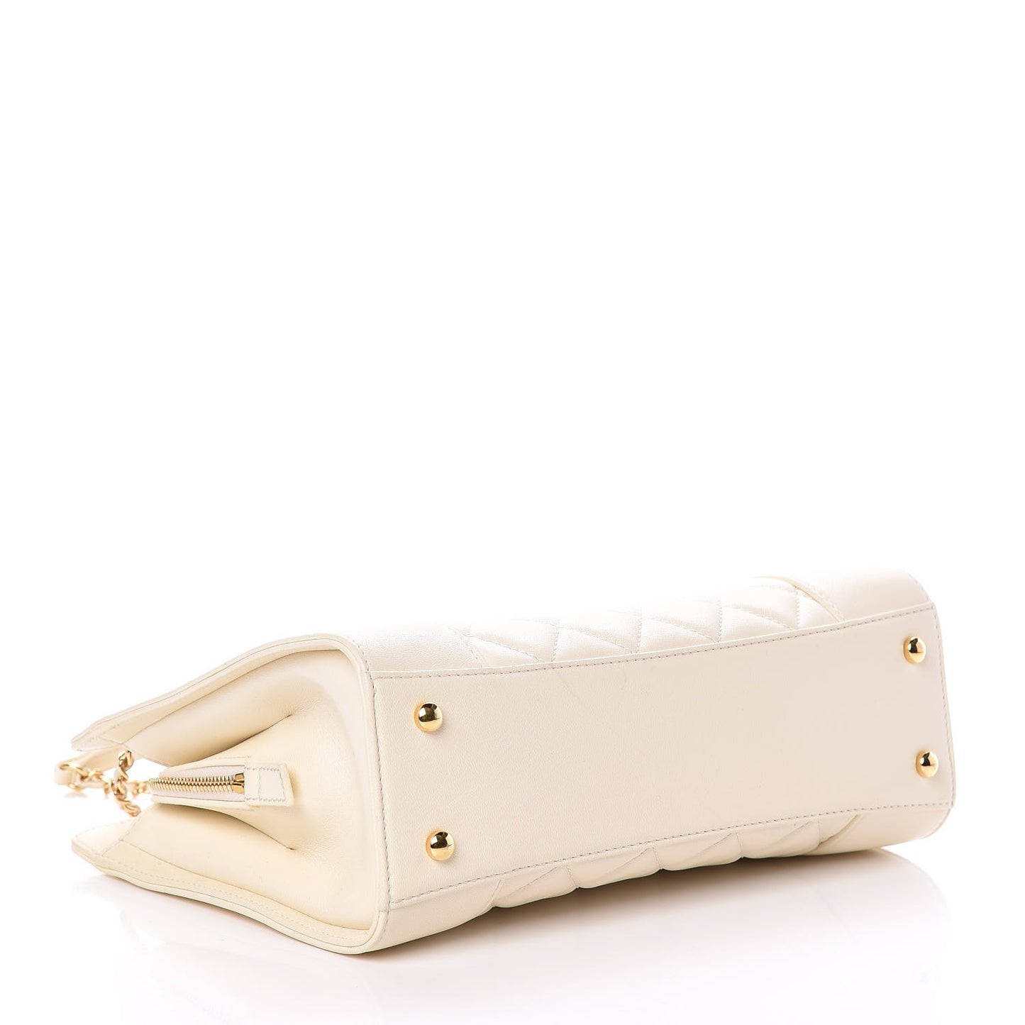 Sheepskin Quilted Mademoiselle Vintage Shopping Tote White