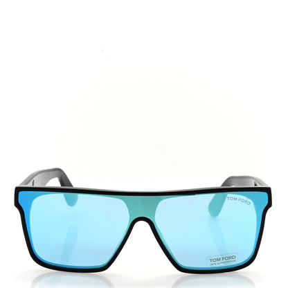 Tom Ford Acetate Mirrored Whyat Square Sunglasses TF709 Black Blue 2 of 8