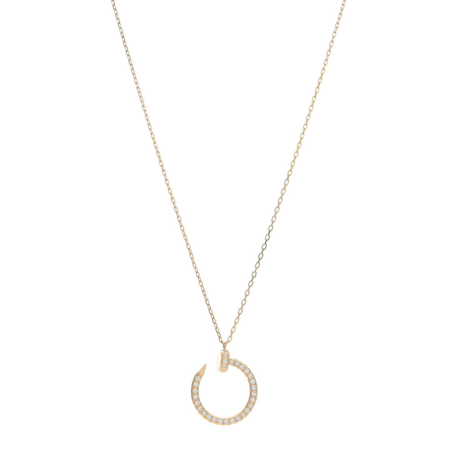 18K Yellow Gold Diamond Juste Un Clou Paved Pendant Necklace