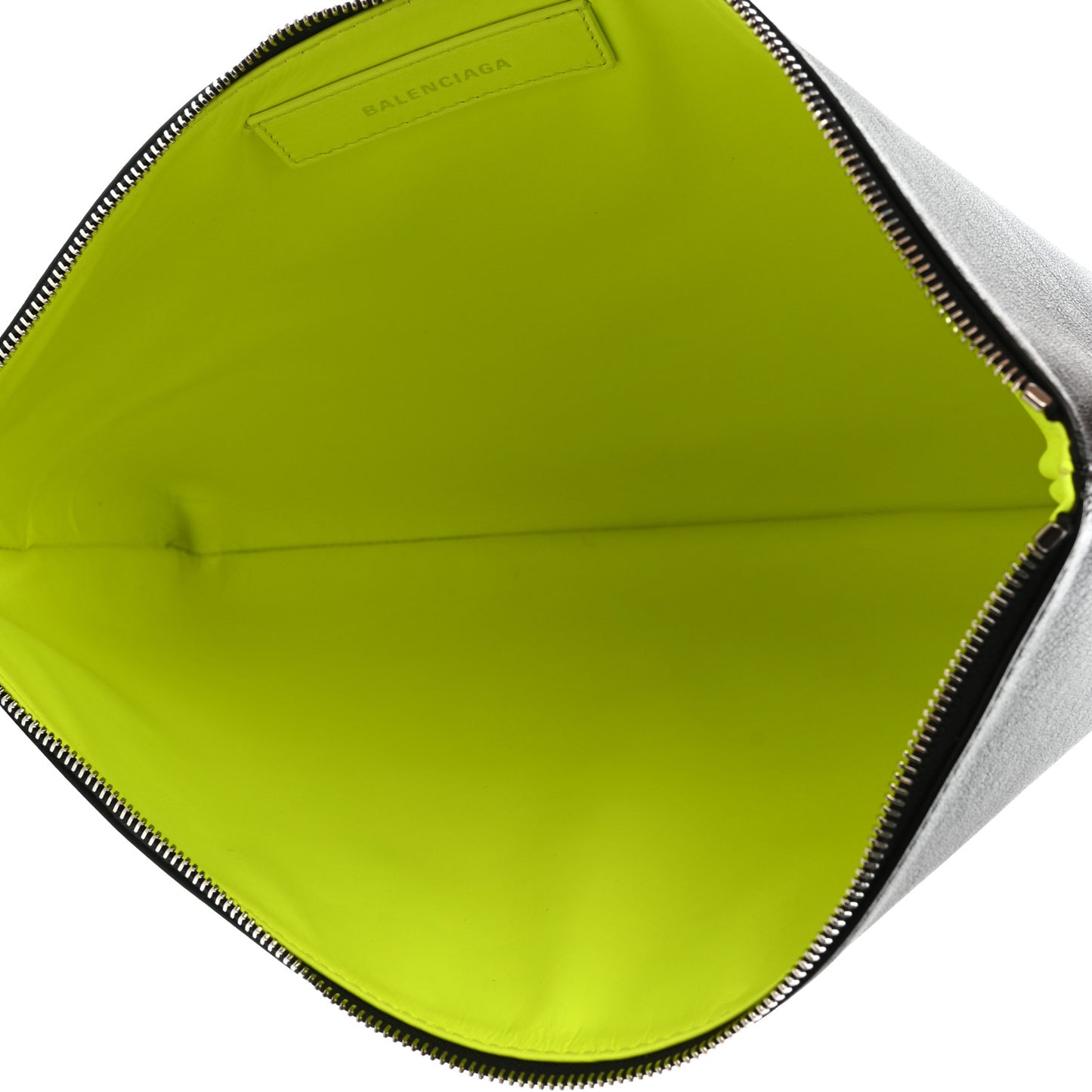 Smooth Calfskin Logo Zip Pouch Black Fluo Yellow