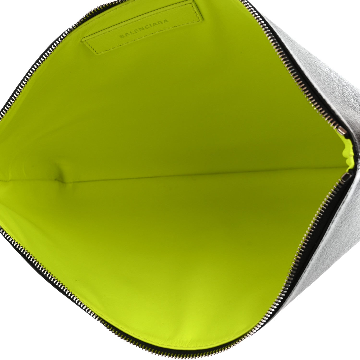 Balenciaga Smooth Calfskin Logo Zip Pouch Black Fluo Yellow 6 of 8