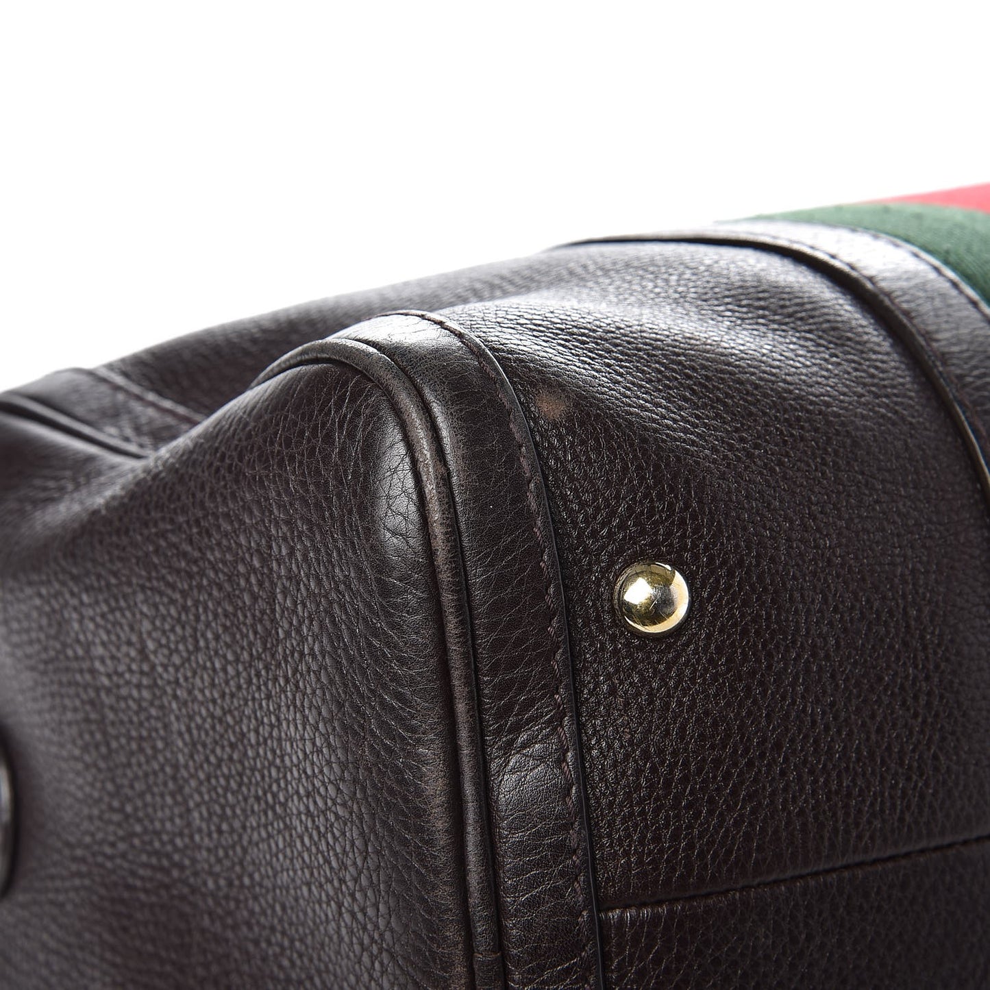 Calfskin Vintage Web Medium Boston Dark Brown